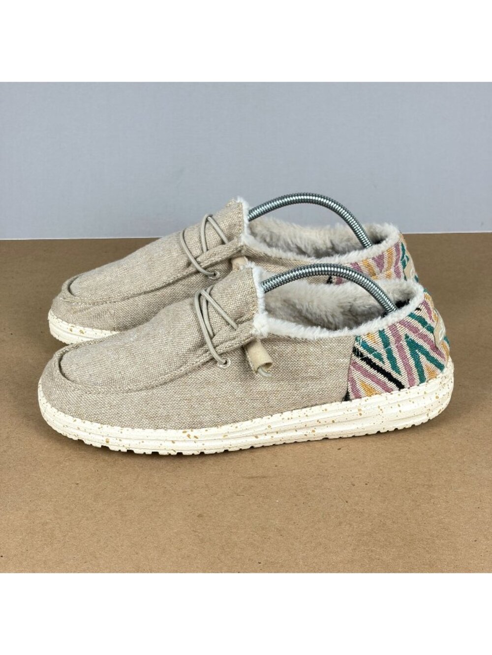 Hey Dude Wendy Funk Wool Beige Casual Shoes Womens 10 Slip On Multicolor Comfort